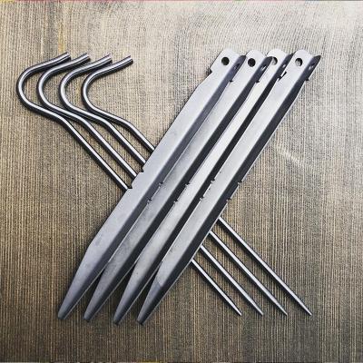 China Lightweight Deep-V Titanium Tent Stake Anchor Peg with Soil Lock Technology Includes Reflective Pull Rope for sale