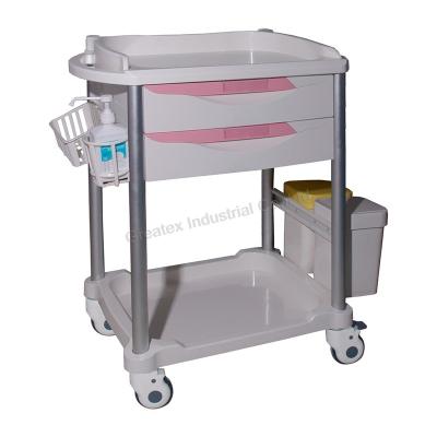 China Hospital Clinic Rolling Beauty Salon Trolley 2 Medium Drawers 3*3 Separator Inside for sale