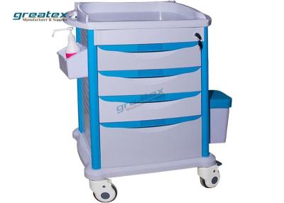 China Five Drawers Plastic Medical Trolley , Mobile Medical Carts Patient Ward Room for sale