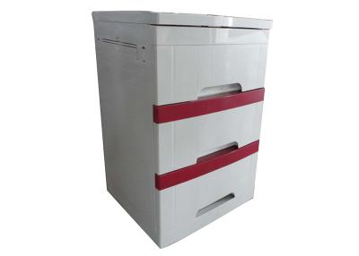 China 3 Drawers Hospital Ward Furniture , Hospital Bedside Cabinet ABS Injection Frame for sale