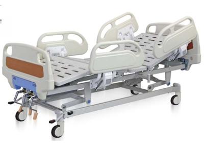 China Reclining Hospital Bed Adjustable Mechanical Hospital Bed 3 Functions ABS Hand Rail Guard for sale