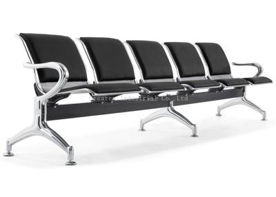 China Metal Chrome Airport Public Waiting Chair Tandem Seat With PU Covered Cushion for sale