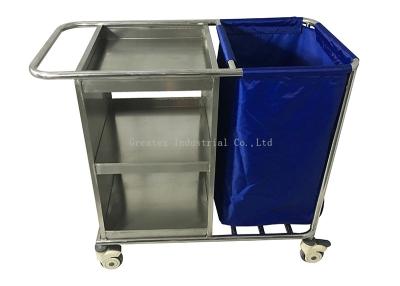 China Medical Stainless Steel Linen Trolley Three Shelves 1050mm x 500mm x 950mm for sale