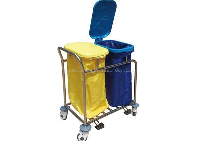 China Waterproof Medical Laundry Cart Stainless Steel Frame Two Washable Dust Bag for sale