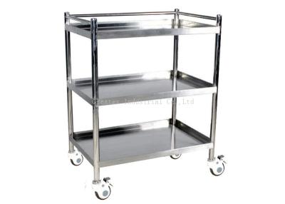 China Movable Stainless Steel Food Trolley Hospital 2 / 3 Ties Optional Size With Wheels for sale