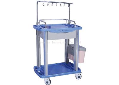 China 1 Drawer Plastic Medical Trolley IV Treatment Single / Double Row Frame for sale