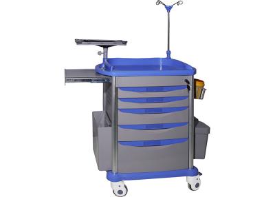 China Blue Color Plastic Medical Trolley High Durability Aluminum Alloy Frame for sale