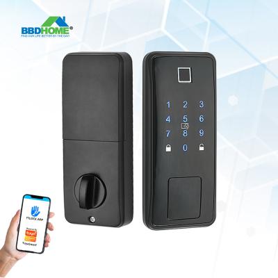 China Officehomeapartmenthotel Dead Bolt Security Ttlock Door Fingerprint TT App Key Locker Garage Door Fingerprint Deadbolt Single Smart Lock for sale