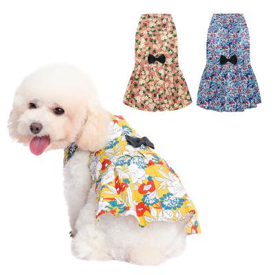 China New Design Viable Manufacturer Cute Pet Princess Style Patterns Floral Summer Small Dog Costume for sale