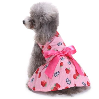 China New Design Lovely Spring Summer Cute Dog Small Froal Stripe Froal Costumed Princess Dog Dress for sale