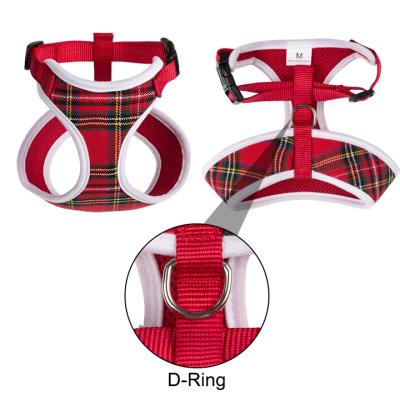 China Sustainable Dog Harness Adjustable Plaid Pattern Sweet Snowflake Christmas No Pull Dog Vest Harness for sale