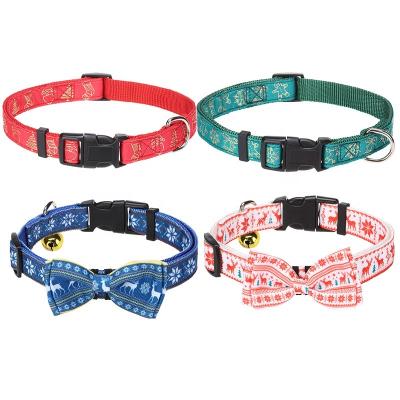 China 2022 New Design Dog Collar Manufacturer Christmas Pet Dog Collar Handmade Adjustable Bow DETACHED Snow Pattern for sale