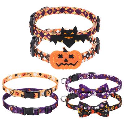 China Wholesale Adjustable Small Medium Designer Padded Dog Pet Accessories Bowknot Halloween Dog Collar for sale