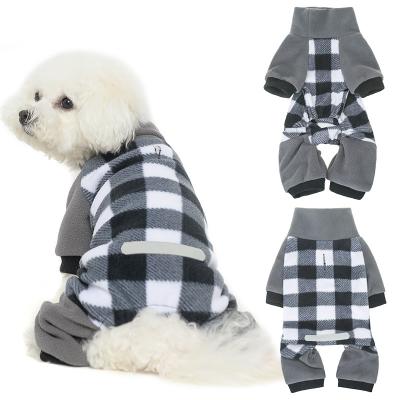 China Wholesale Sustainable Soft Warm Elastic Dog Plaid Winter Pajamas Custom Dog Clothes Pajamas Fleece for sale