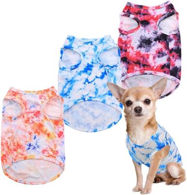 China Viable Colored Tie Dye Dog Shirt Soft Tank Tops Summer Dog Equipment Puppy Clothes Vest Kitten T-Shirt for sale