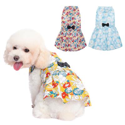 China Sustainable Wholesale Floral Patterns Dog Clothes Dress Pet Girl Puppy Clothes Summer Dog Dresses For Small Medium Dogs for sale