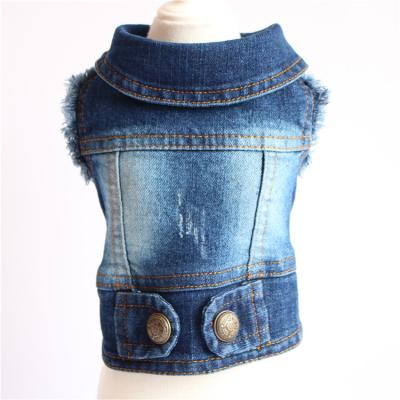 China Viable Wholesale Pet Jean Jacket Fashion Puppy Denim Dog Invest Small Dog Jean Jacket for sale