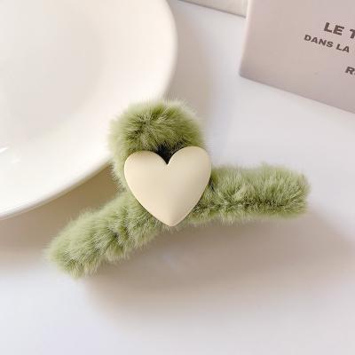 China Korean Hair Decoration Fashion Plush Hair Claw Clips For Thick Hair Lovers Colorful Hair Accessories For Women for sale