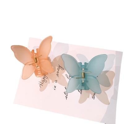 China Colorful Frosted Matte Plastic Hair Clip Girls Hair Decorations Beautiful Style Hair Decoration Butterfly Hair Claw for sale