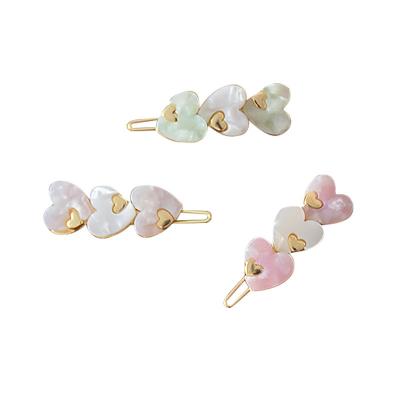 China Korean Cool Hair Decoration Style Heart Cellulose Acetate Hair Clips Shape Cute Side Clip Girl Hair Clips Set for sale