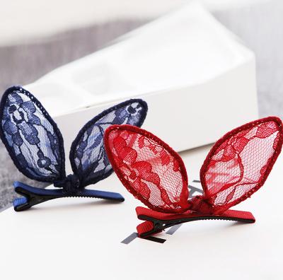 China Hand-embroidered Fairy Hair Pins Cat Ear Hair Clip Butterfly lace hair decration lovely bangs hair clips for girls for sale