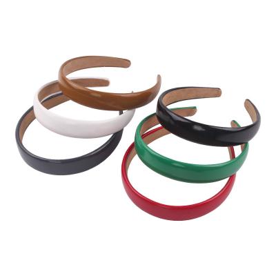 China Wholesale Solid Color Fashionable Simple Stylish Anti-slip Headbands Girls Leather Headband For Women for sale