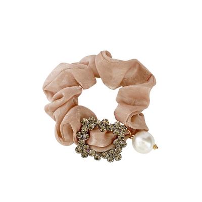 China Fashion Women Stain Hair Scrunchies Diamond Elastic Bands Chiffon Hair Scrunchies Hair Scrunchies for sale