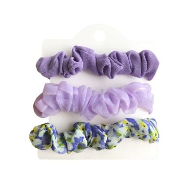 China Hot Selling Fashion Amazon Girls Hair Ties Scrunchies Solid Color Flower Chiffon Scrunchies Lovely For Women for sale