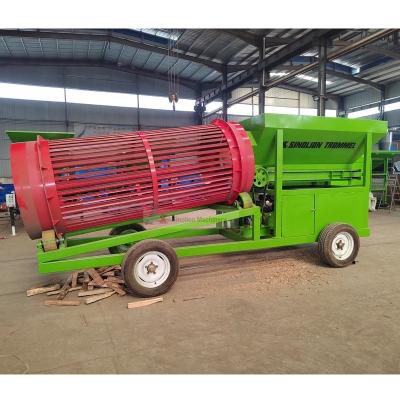 China Rotary Drum Tumbler Mobile Firewood Trommel Screen with Steel Wire Woven Screen Material for sale