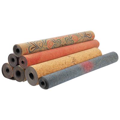 China Fitness Equipment Application Custom Print 100% Cork Rubber Yoga Mat Eco Friendly for sale