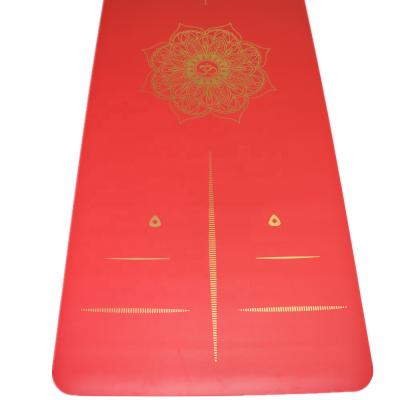 China Double Layers Customize Yoga Mat Embossed Logo Pu Golden Printing Yoga Mat For Yoga Pilates for sale