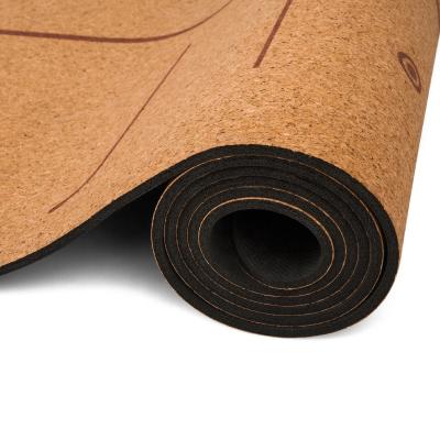 China Non-toxic Tasteless Professional Yoga Pilates Cork Natural Rubber Double Layers Yoga Mats for sale