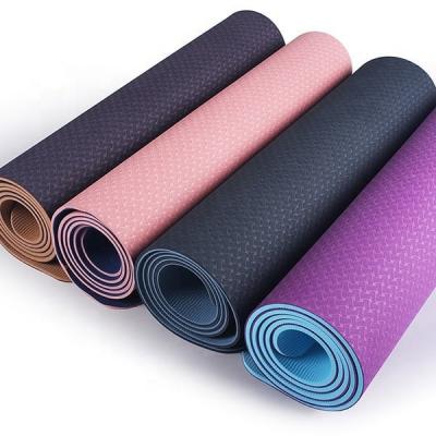 China Double Layers Exercise Gym Workout Home Sports Non Slip New Custom Printed Tape Fitness Yoga Eco-Friendly Mats for sale