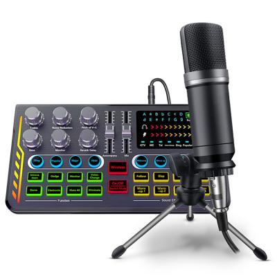 China Professional Podcast P2 Microphone Live Sound Card Sound Board with Mixer Voice Switch Audio Audio Interface for sale