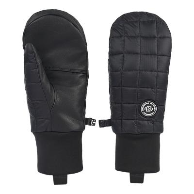 China Autumn Winter Water Repellent Goatskin Bottom Ski Snowboard Mitts Casual Gloves with Leather Palm for sale