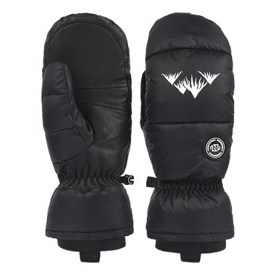 China Premium Soft Winter Casual Down Ski Snowboard Mittens Gloves Latest Ski Gloves Goat Leather Palm for Outdoor for sale