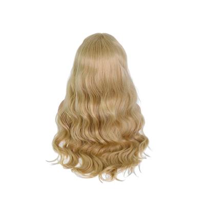 China Hot Selling Blonde Ombre Body Wave Wig 20 Inches Long Heat Resistance Wavy Synthetic Wigs Lace Front Wigs African American Synthetic Hair for sale