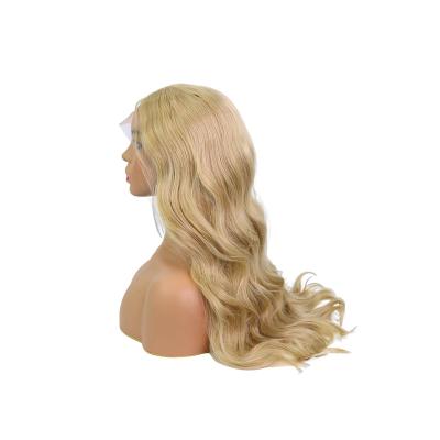 China Hot Selling Blonde Ombre Body Wave Wig 22 Inch Long Heat Resistance Wavy Synthetic Wigs Lace Front Wigs African American Synthetic Hair for sale