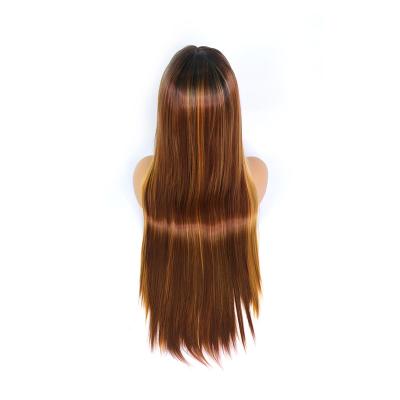 China Realistic RC12 343M# Straight Human Hair Wigs Synthetic Brazilian Straight Wigs Pre Plucked With Baby Hair Frontal Wigs for sale