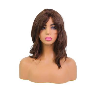 China Hot Selling RC20 BROWN Water Wave Synthetic 16 Inch Lace Front Wig Brown Colored Wigs Wave Lace Front Wigs Highlight Lace Front Hair for sale