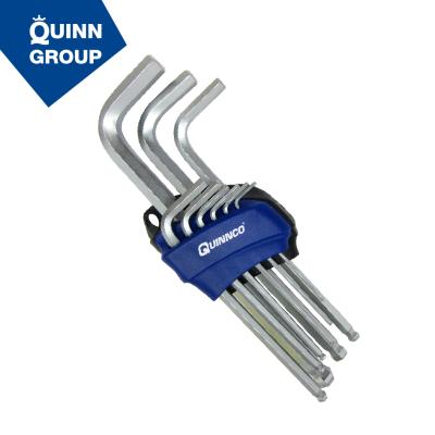 China Allen Key Quinnco 9-PC S2 Long Arm Hex Key L-Type Key Set, 100% Made in Taiwan Allen Key Set for sale