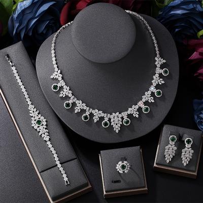 China CLASSIC Nigeria 4pcs Zirconia Bridal Jewelry Sets For Women Party, Luxury Plating CZ Crystal Wedding Jewelry Sets Platinum Dubai Nigeria for sale