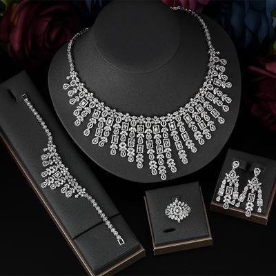 China Hot Sale CLASSIC African Blue Bridal Jewelry Sets New Fashion Dubai Necklace Sets For Women Wedding Party Accessories for sale