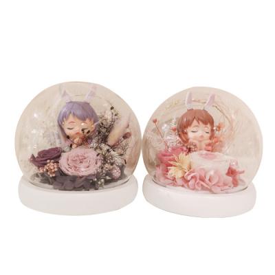 China Long Llasting Most Popular Home Decoration Annie Baby Preserved Glass Rose For Friend &Bedroom Ornament for sale