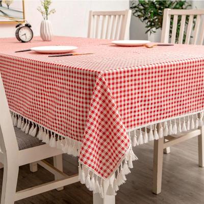 China Waterproof Cotton and Canvas Felt Rug Plaid Tablecloth Coffee Table Cloth Nordic Style Table Cloth for sale