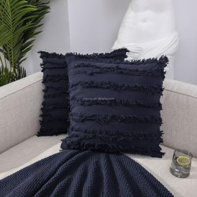 China PORTABLE factory direct cotton and solid color car sofa pillowcase cushion cover canvas navy blue for sale