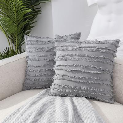 China PORTABLE factory direct cotton and solid color car sofa pillowcase cushion cover canvas gray for sale