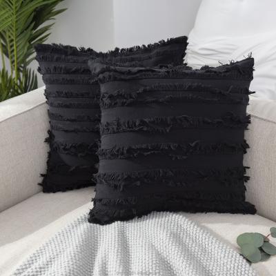 China PORTABLE factory direct cotton and black solid color car sofa pillowcase cushion cover canvas for sale