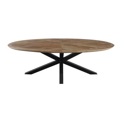 China Retro Wooden Dining Table Oval Iron Reclaimed Wood Dining Table for sale