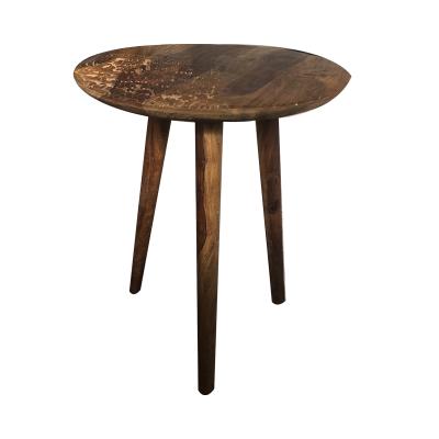 China Recycled Wood Classic Home Round Reclaimed Elm Wooden Sofa Side Table for sale